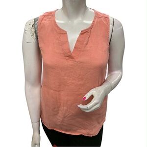 Harve Benard Coral Split-Neck Sleeveless Tank Size L